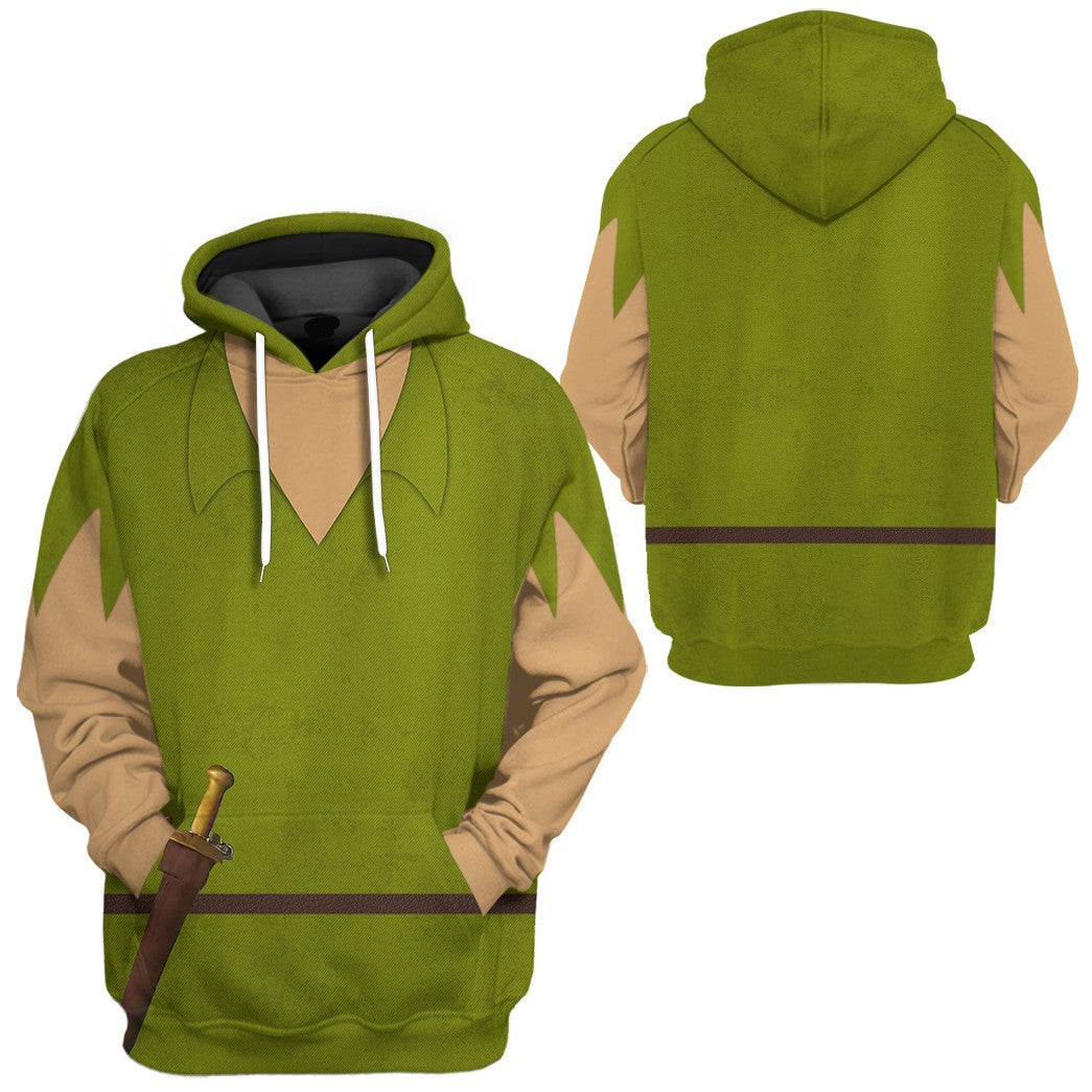 DN Hoodie Peter Pan Costume T-shirt Green Unisex Adults New Release