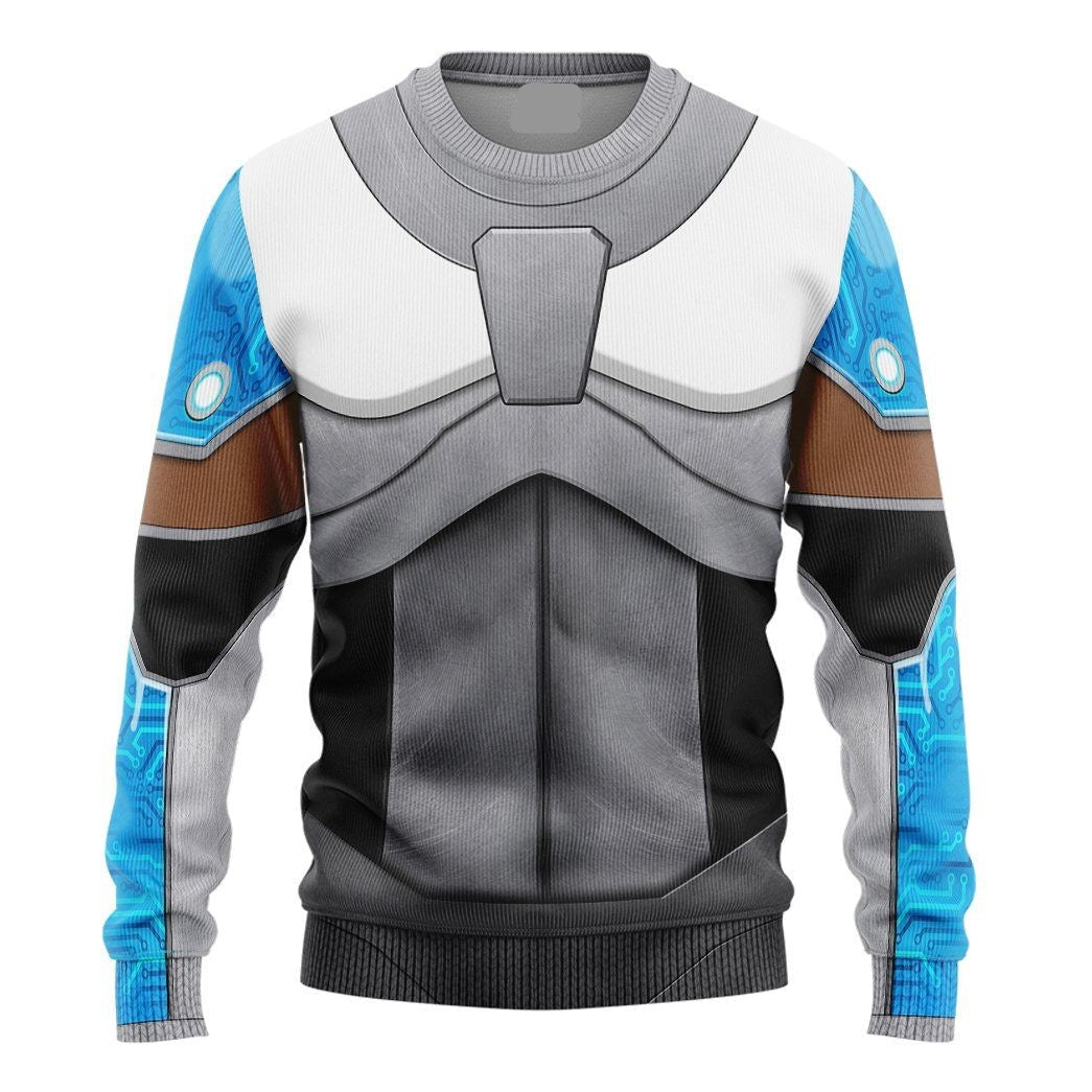 Teen Titan Hoodie Teen Titan Cyborg Cosplay Costume T-shirt Blue Silver Unisex Adults New Release