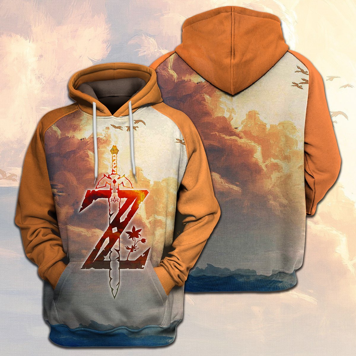 Legend Of Zelda Shirt Sunset On The Ocean Botw Z Logo T-shirt Legend Of Zelda Hoodie