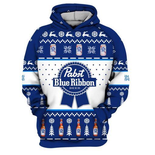Beer Hoodie Pabst Blue Ribbon Beer Blue White Hoodie Awesome Beer
