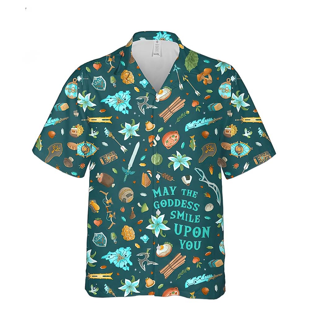 NoClaws Legend Of Zelda Hawaii Shirt May The Goodness Smile Upon You Hawaiian Shirt Green Unisex