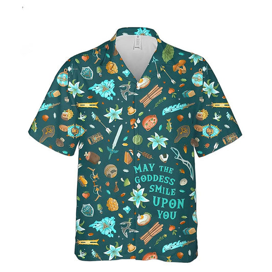 NoClaws Legend Of Zelda Hawaii Shirt May The Goodness Smile Upon You Hawaiian Shirt Green Unisex