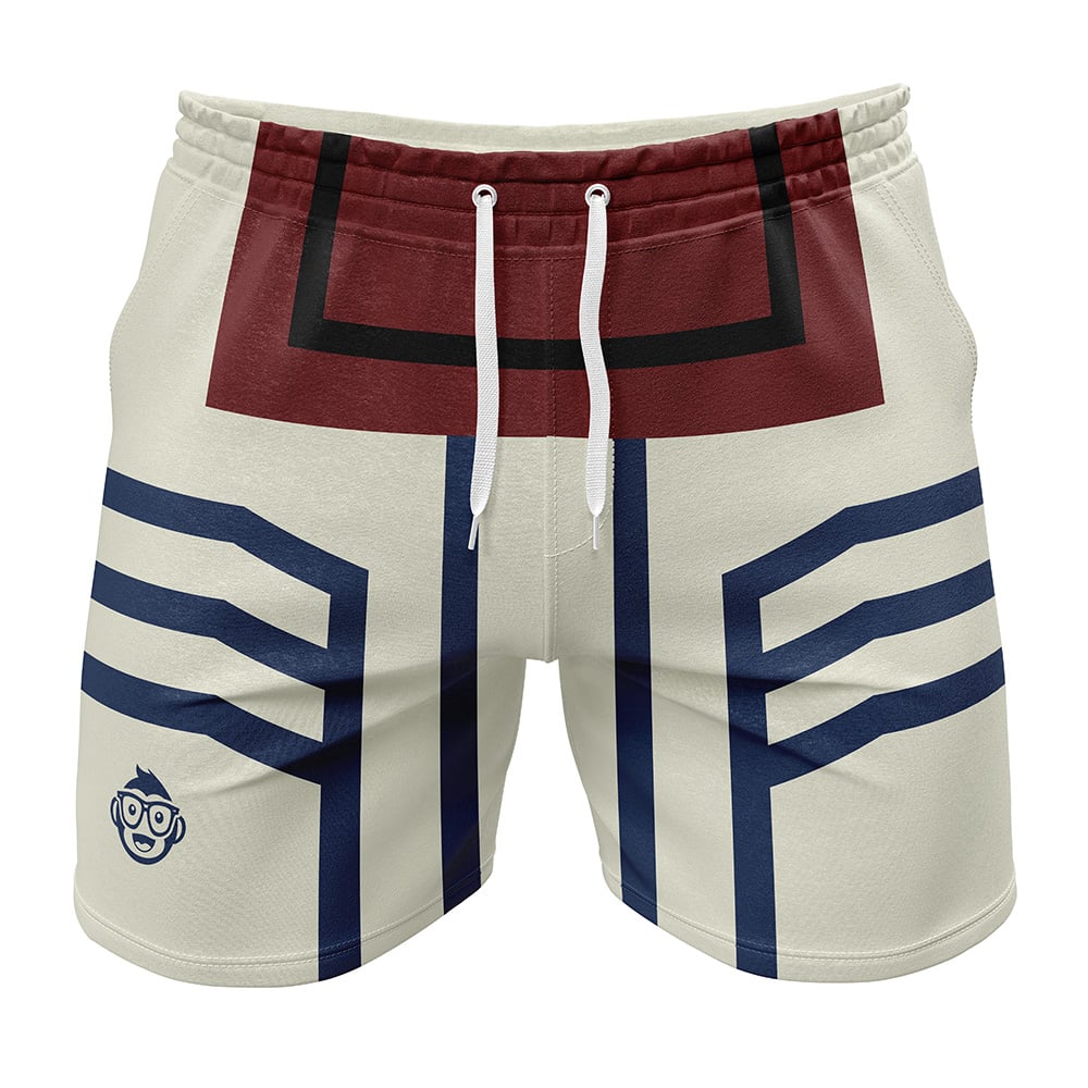 Demon Slayer Shorts the Demon Akaza Pattern Beach Shorts White