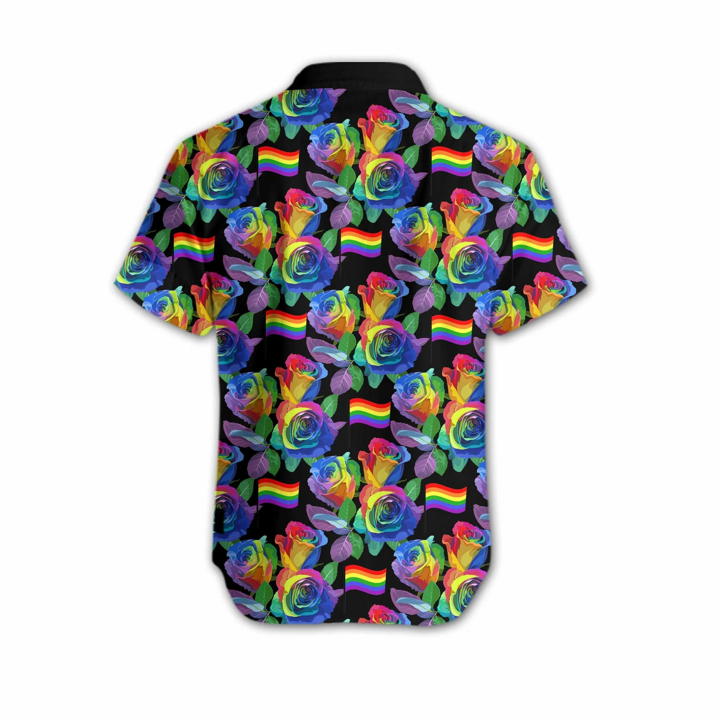 NoClaws NoClaws LGBT Hawaii Shirt Flag Of LGBT Rose Pattern Hawaiian Shirt Colorful Unisex