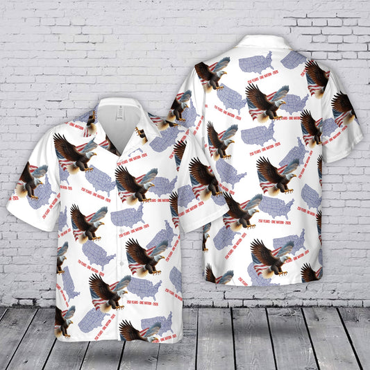 American 250 Years Statue of Liberty Bald Eagle Flag Button Up, 4th of July Patriotic, Independence Day Hawaiian Shirt