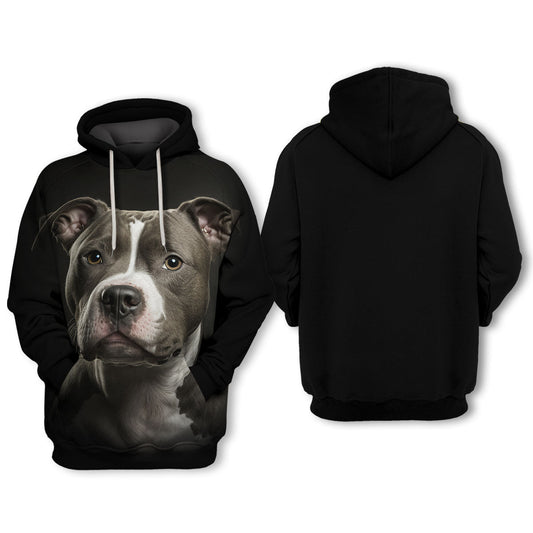 Dog Hoodie American Staffordshire Terrier Dog Face Graphic Hoodie Black Unisex