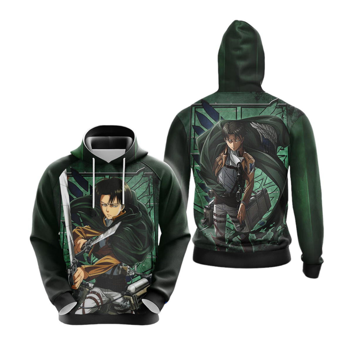 Attack On Titan Hoodie Levi Ackerman Attack On Titan Graphic Hoodie Green Unisex