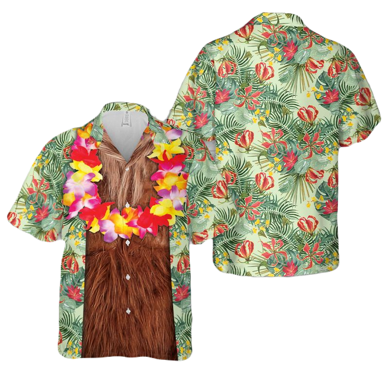 NoClaws Bigfoot Hawaii Shirt Bigfoot Tropical Flower Wreath Hawaiian Shirt Colorful Unisex