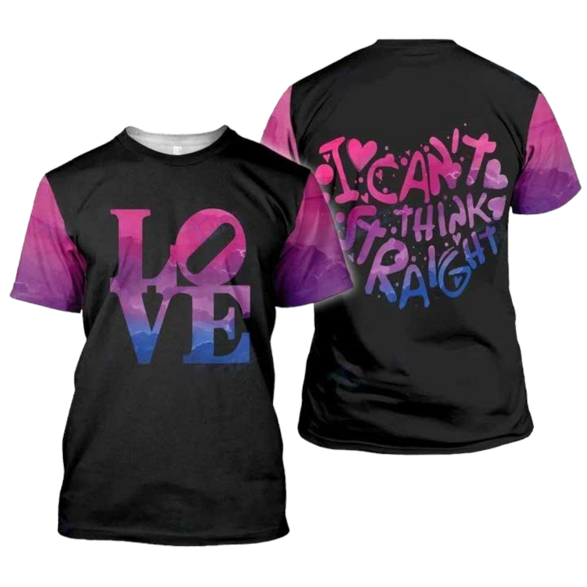 LGBT T-shirt Bi Pride I Can't Think Straight T-shirt Black Pink Unisex