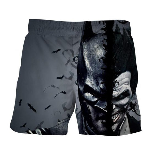 Batman Shorts Batman and the Villain in One Face Beach Shorts Black