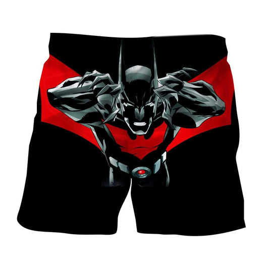 Batman Shorts Batman Character on Red Label Beach Shorts Black Red