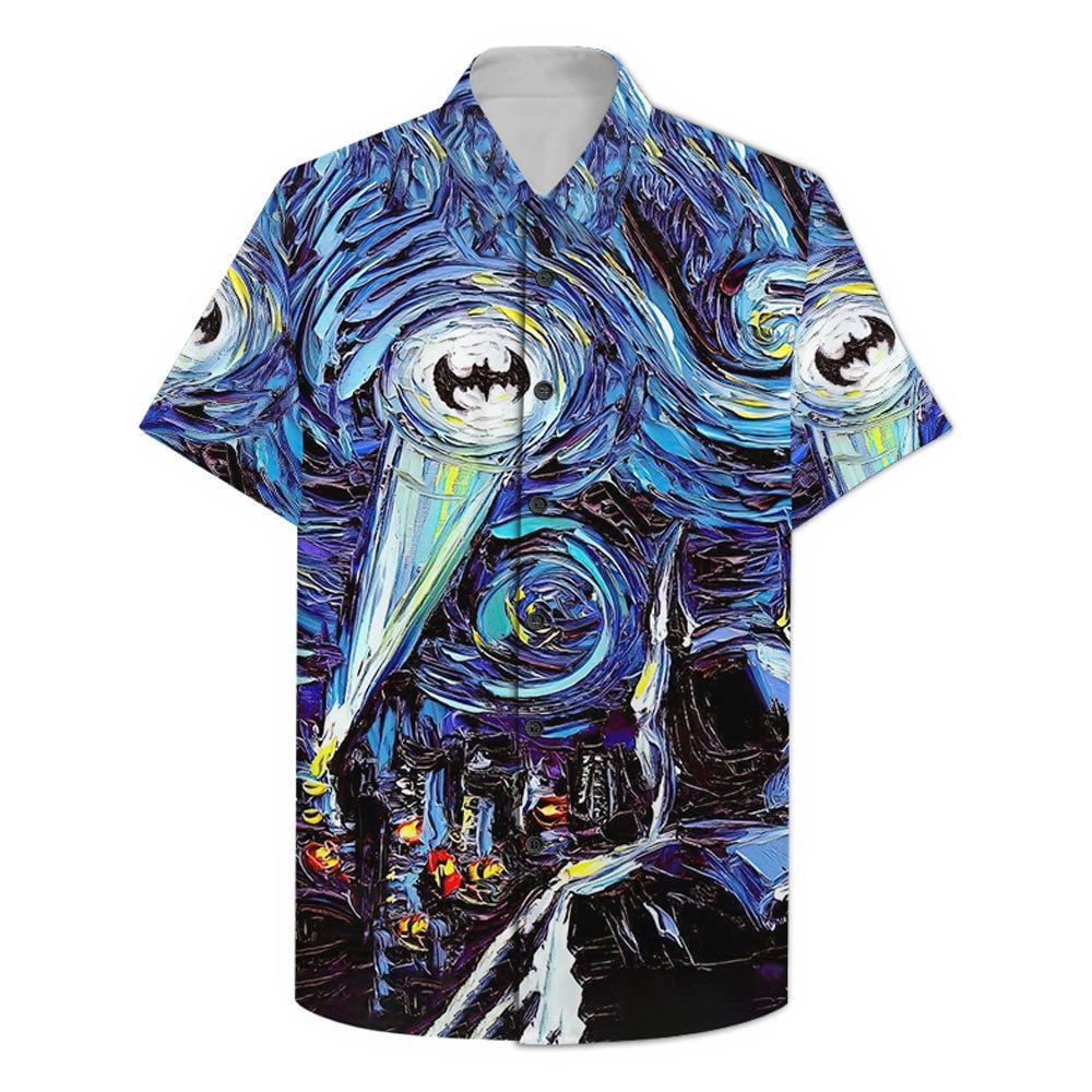 NoClaws Batman Hawaii Shirt DC Batman The Starry Night City Hawaiian Shirt Blue Unisex