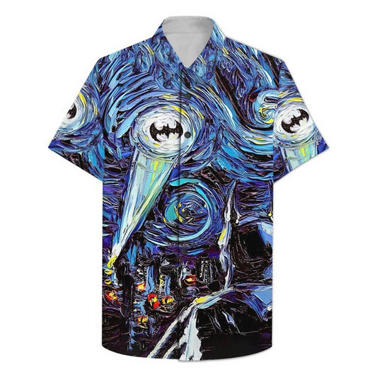 NoClaws Batman Hawaii Shirt DC Batman The Starry Night City Hawaiian Shirt Blue Unisex