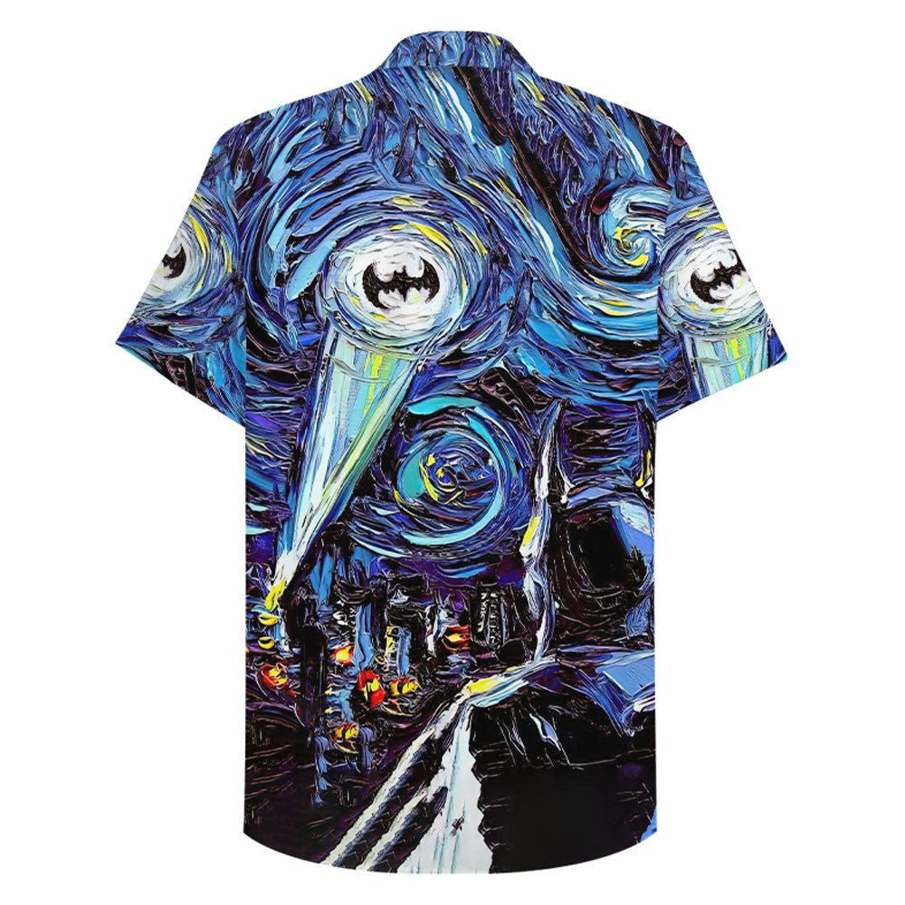NoClaws Batman Hawaii Shirt DC Batman The Starry Night City Hawaiian Shirt Blue Unisex