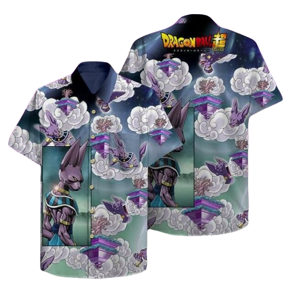 Dragon Ball Hawaii Shirt Beerus Dragon Ball Z Cloud Pattern Hawaiian Shirt Blue White Unisex