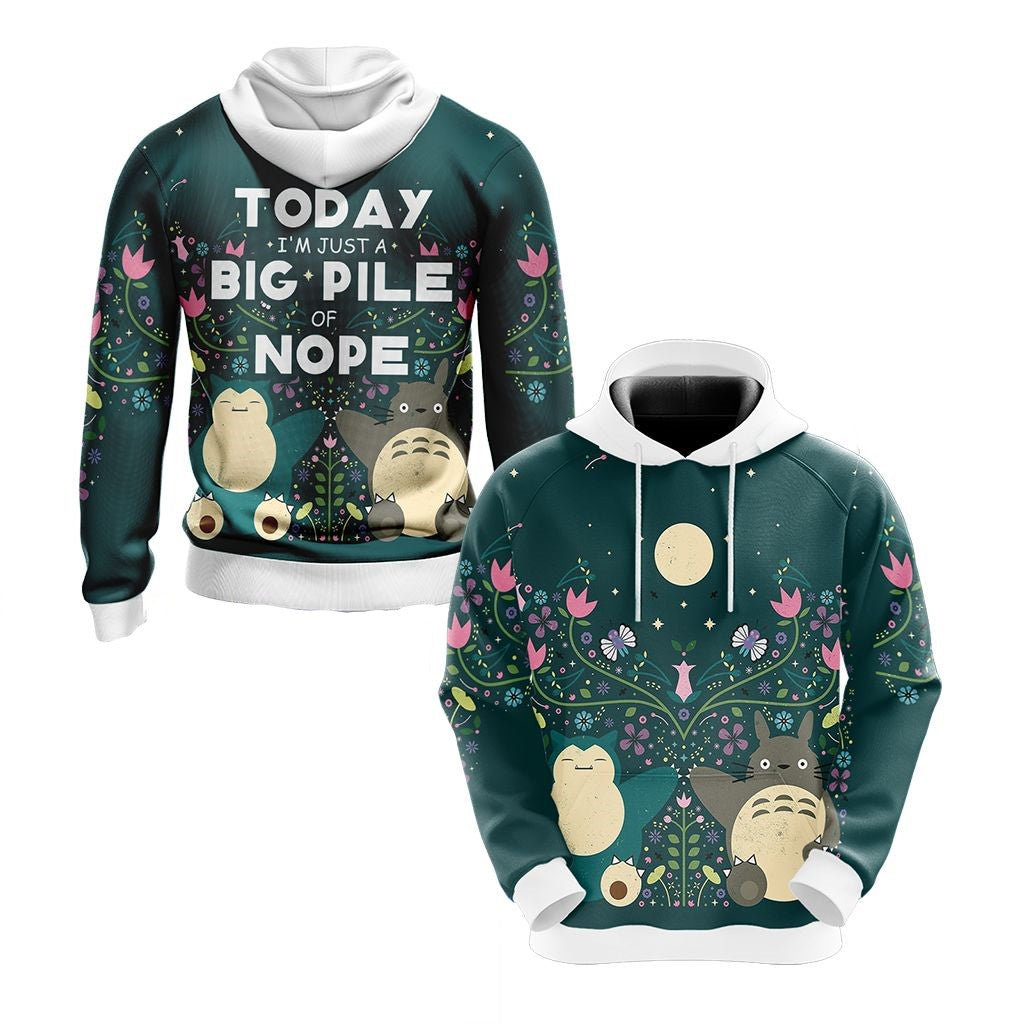 SGhibli Hoodie Today I'm Just A Big Pile Of Nope Hoodie Green Unisex