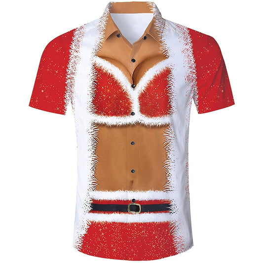 NoClaws Funny Hawaii Shirt Funny Big Boob Santa Claus Suit Hawaiian Shirt Red Unisex