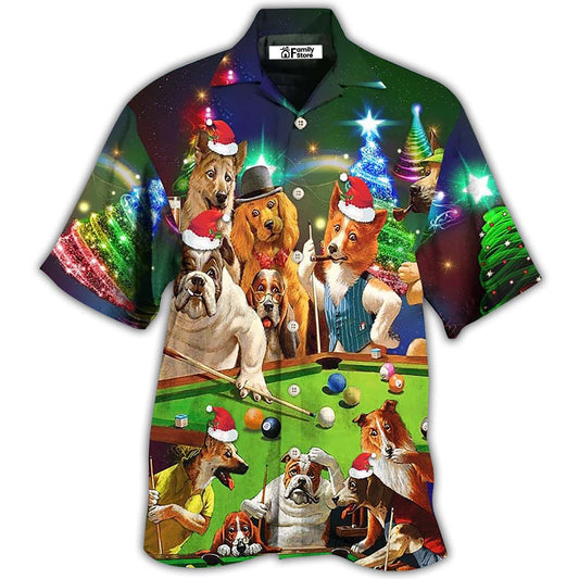Billiard Vintage Dogs Merry Christmas - Gift For Dog Lovers - Hawaiian Shirt