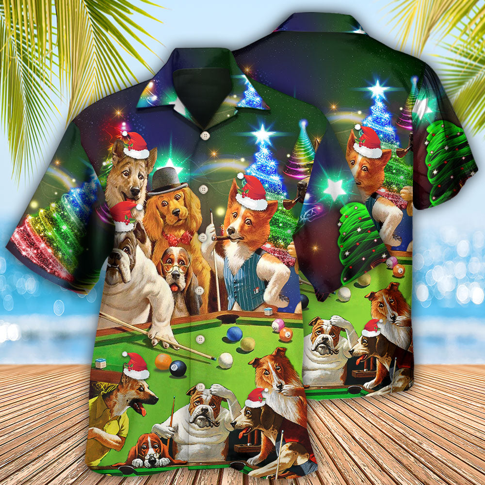 Billiard Vintage Dogs Merry Christmas - Gift For Dog Lovers - Hawaiian Shirt