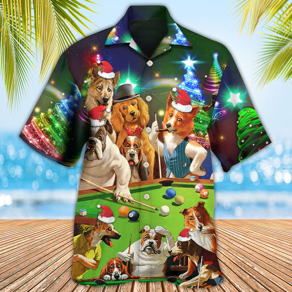 Billiard Vintage Dogs Merry Christmas - Gift For Dog Lovers - Hawaiian Shirt