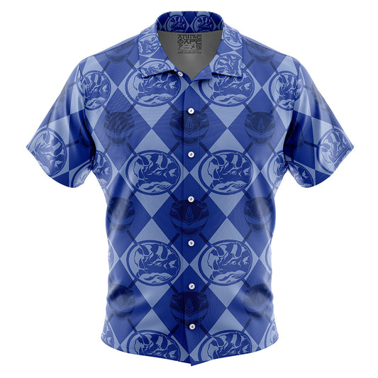 Blue Ranger Pattern Power Rangers Button Up Hawaiian Shirt