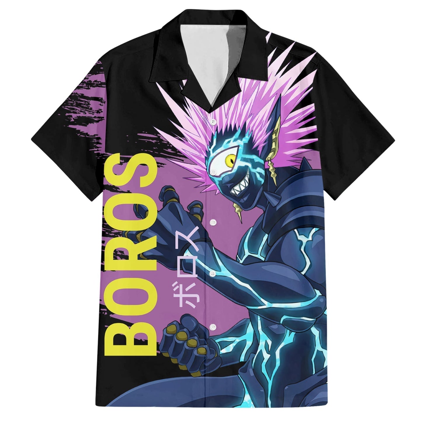 NoClaws NoClaws One Punch Man Hawaii Shirt One Punch Man Boros Antagonist Hawaiian Shirt Black Purple Unisex