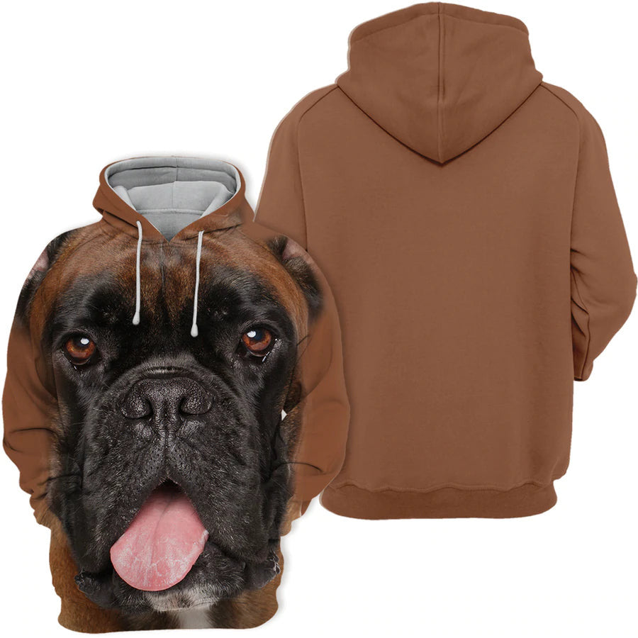 Dog Hoodie Bulldog Dog Face Graphic Hoodie Brown Unisex
