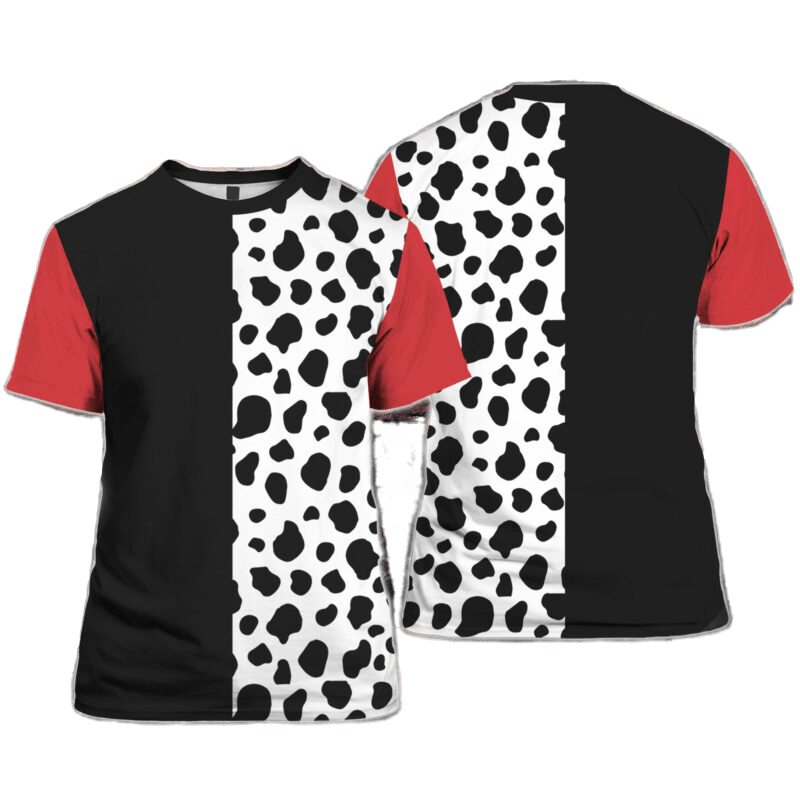 DN T-shirt Cruella De Vil DN Villain Costume T-shirt Black White Unisex Adults New Release