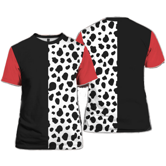 DN T-shirt Cruella De Vil DN Villain Costume T-shirt Black White Unisex Adults New Release