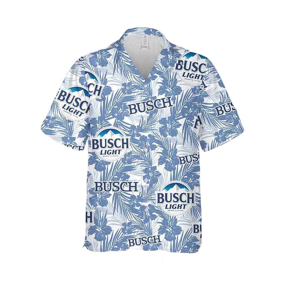 NoClaws Busch Light Hawaii Shirt Tropical Flower Busch Light Aloha Shirt White Blue Unisex Adults New Release