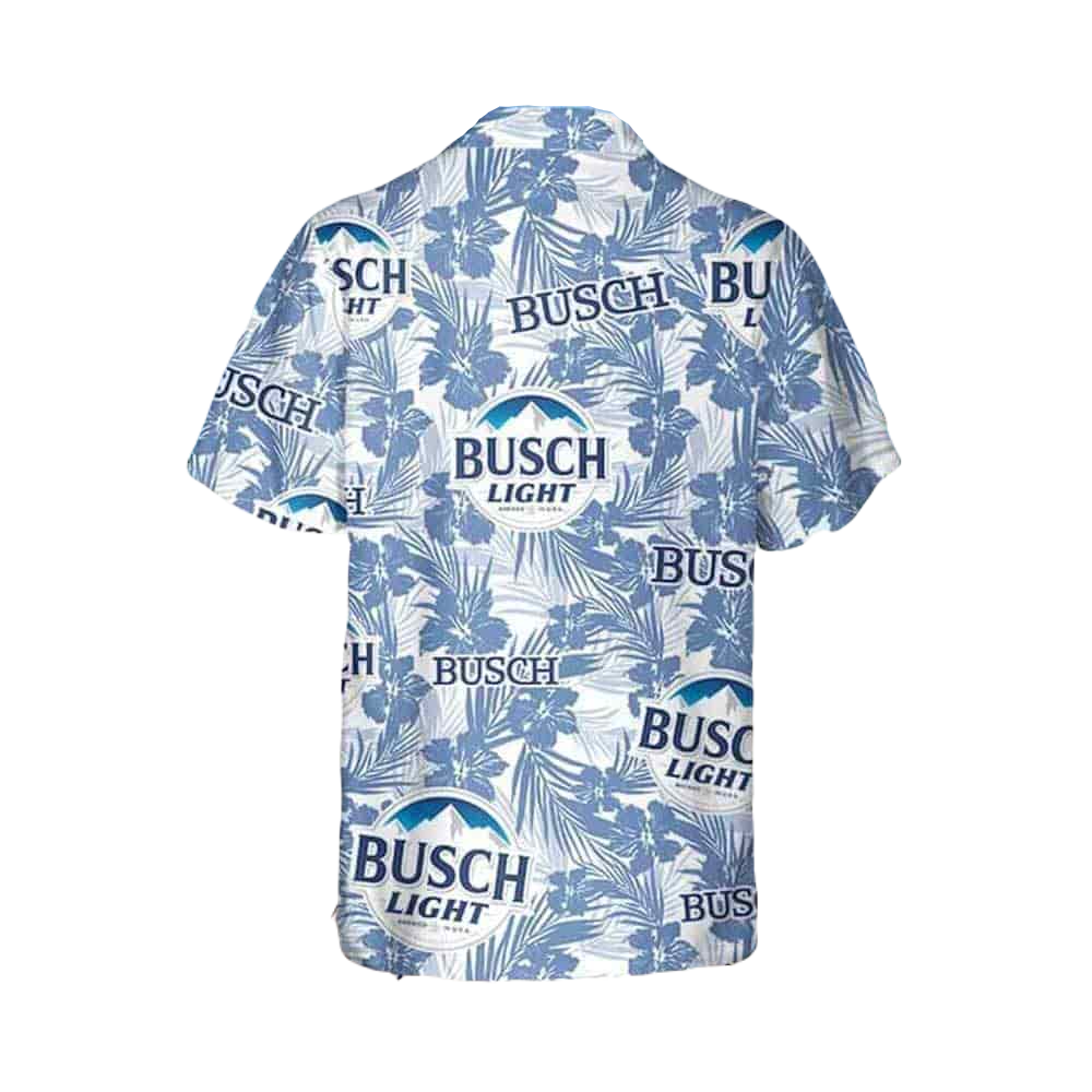 NoClaws Busch Light Hawaii Shirt Tropical Flower Busch Light Aloha Shirt White Blue Unisex Adults New Release