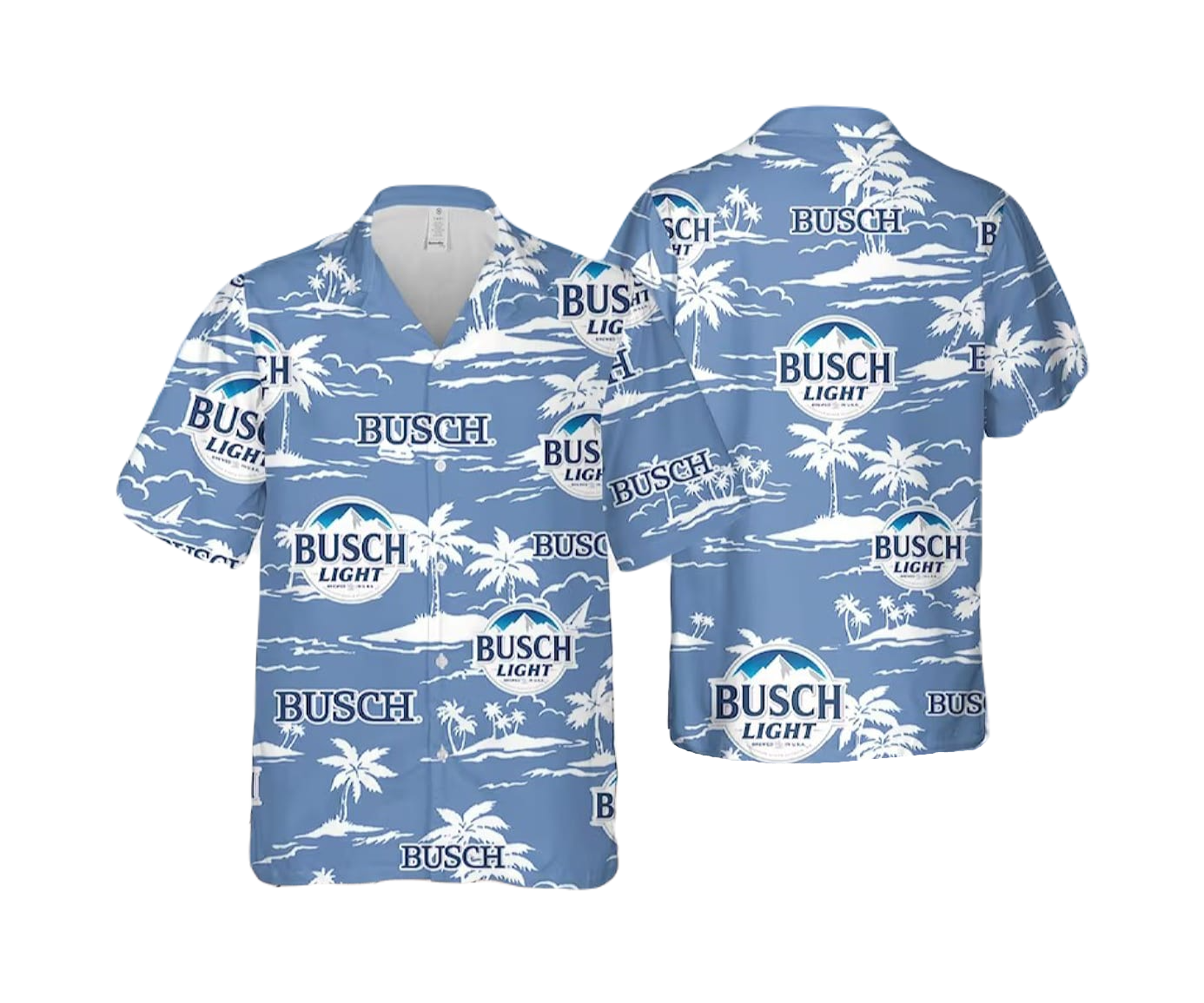 NoClaws Busch Light Hawaii Shirt Busch Light Palm Tree Island Pattern Hawaiian Shirt Blue Unisex