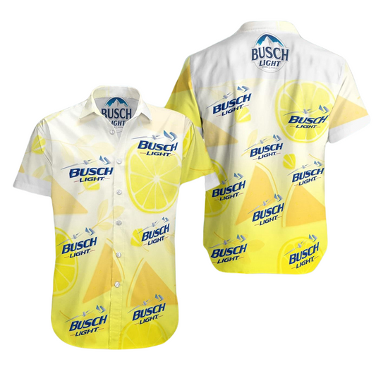 NoClaws Busch Light Hawaii Shirt Busch Light With Lime Watermelon Pattern Hawaiian Shirt Yellow Unisex