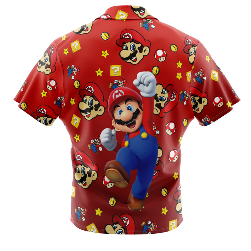 Mario Bros Pattern Super Mario Bros Button Up Hawaiian Shirt