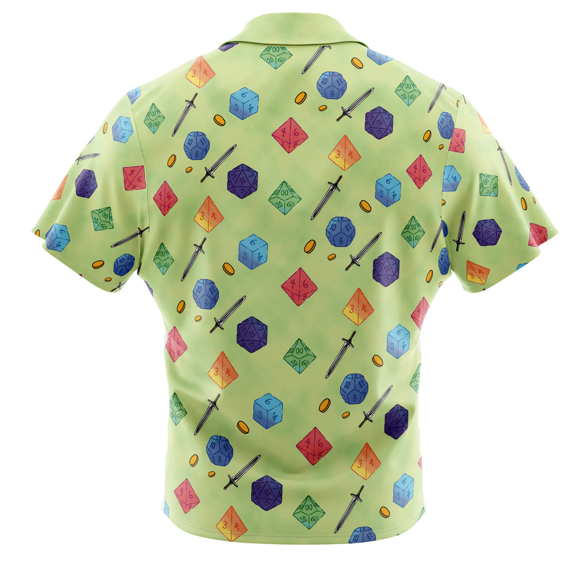 Dungeons and Dragons Dice Pattern Button Up Hawaiian Shirt
