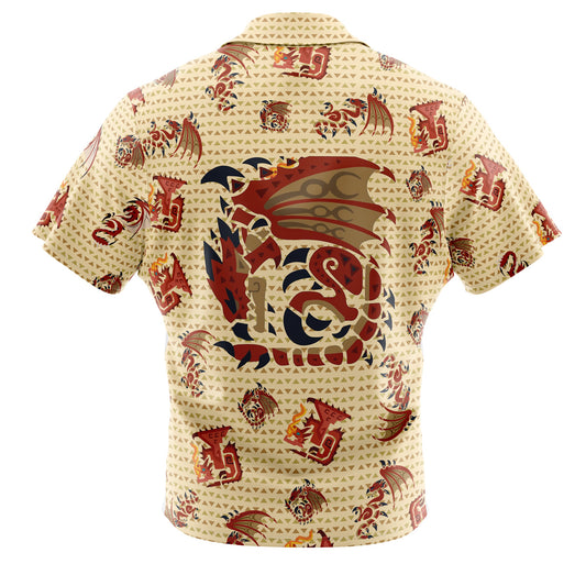 Rathalos Monster Hunter Pattern Button Up Hawaiian Shirt