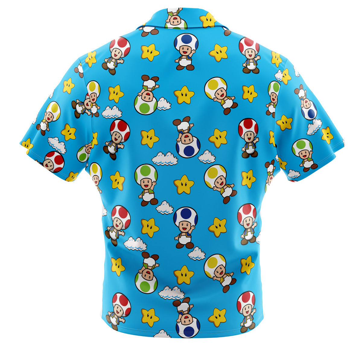 Toad Pattern Super Mario Bros Button Up Hawaiian Shirt