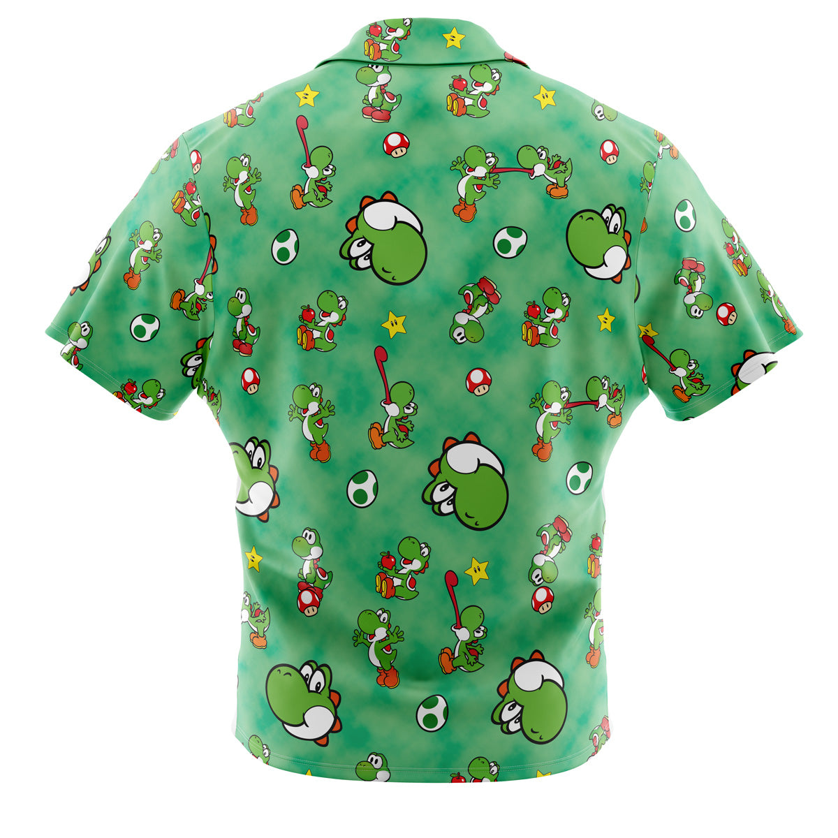 Yoshi Pattern Super Mario Bros Button Up Hawaiian Shirt