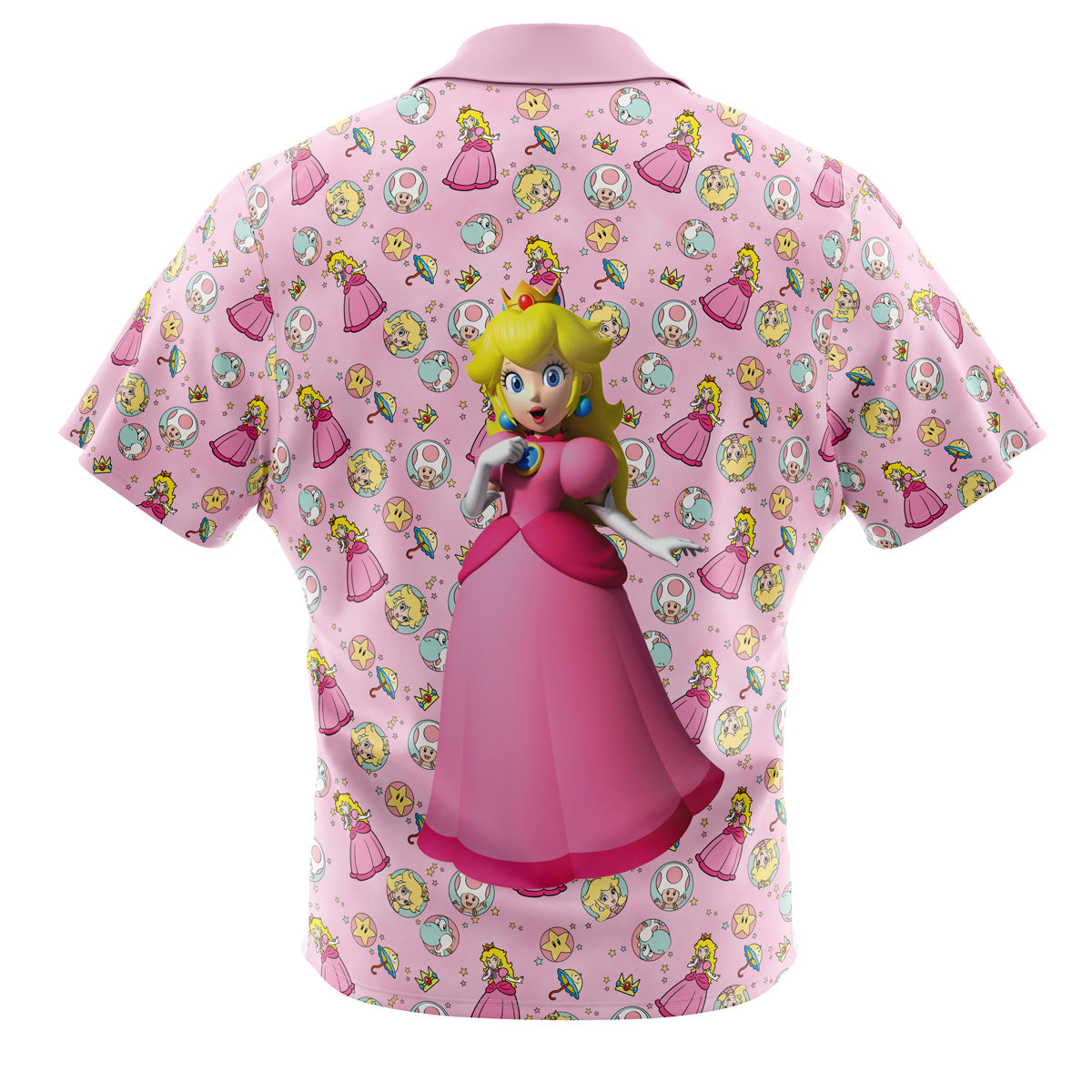 Peach Pattern Super Mario Bros Button Up Hawaiian Shirt