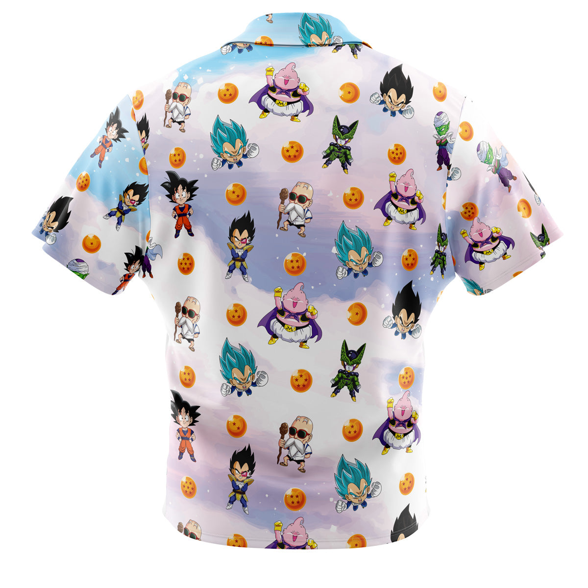 Chibi Dragon Ball Z Characters Pattern Button Up Hawaiian Shirt