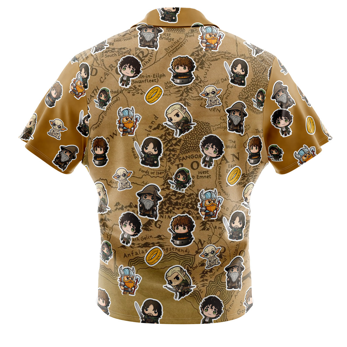 Chibi Fellowship Of The Ring Pattern The Lord Of The Rings Button Up Hawaiian Shirt