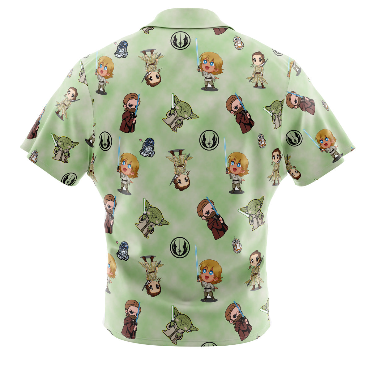 Chibi Jedi Masters Pattern Star Wars Pattern Button Up Hawaiian Shirt