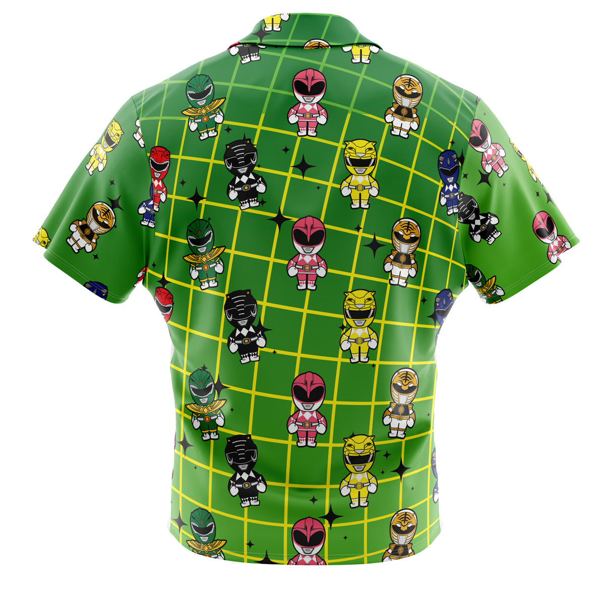 Chibi Power Rangers Pattern Button Up Hawaiian Shirt