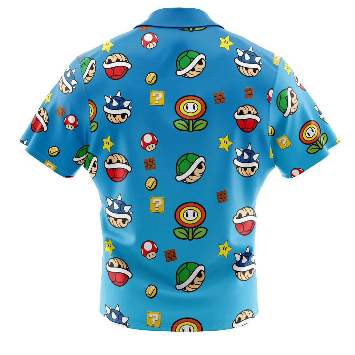 Super Mario Bros Items Pattern Button Up Hawaiian Shirt