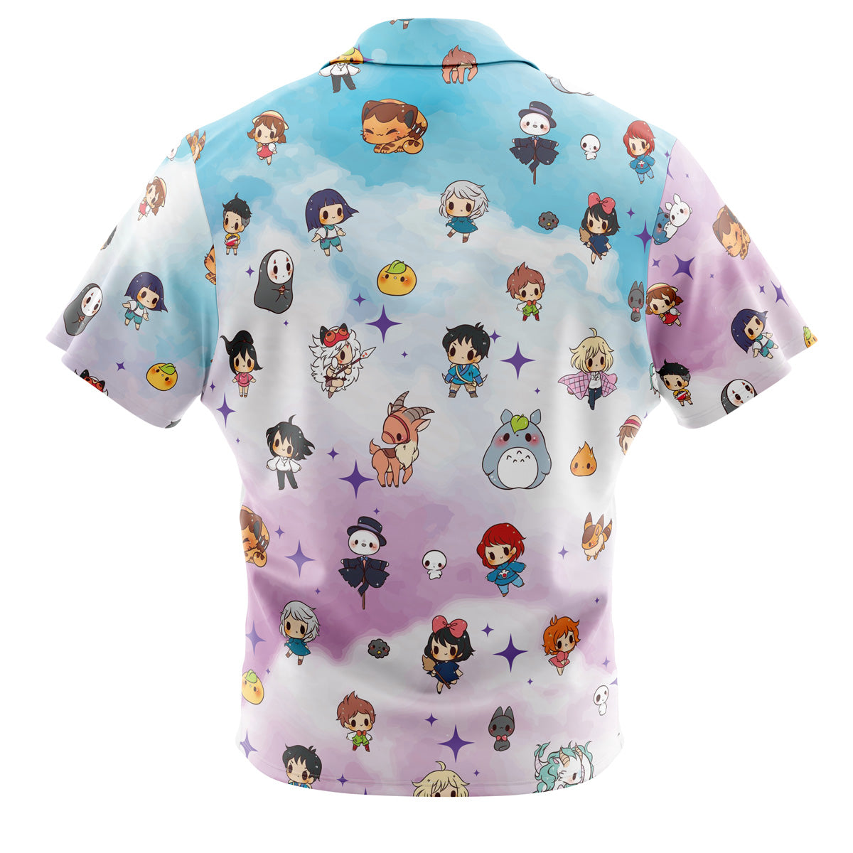 Chibi Studio Ghibli Pattern Button Up Hawaiian Shirt