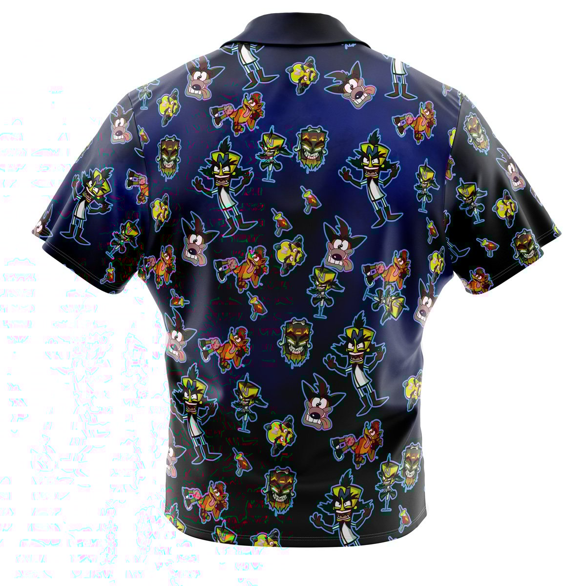 Crash and Dr Neo Pattern Crash Bandicoot Button Up Hawaiian Shirt