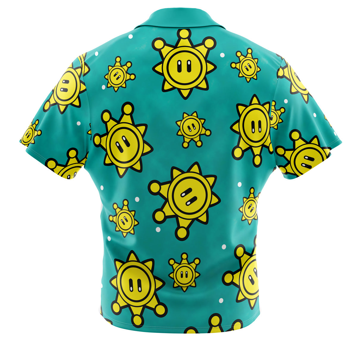Shine Sprite Pattern Super Mario Bros Button Up Hawaiian Shirt