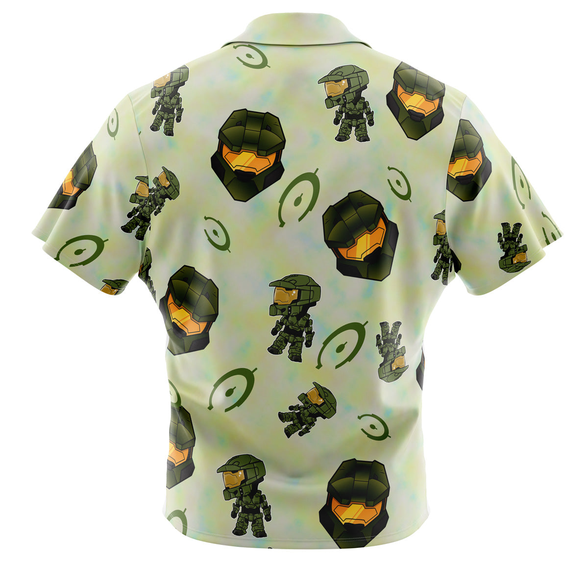 Halo Pattern Gaming Button Up Hawaiian Shirt