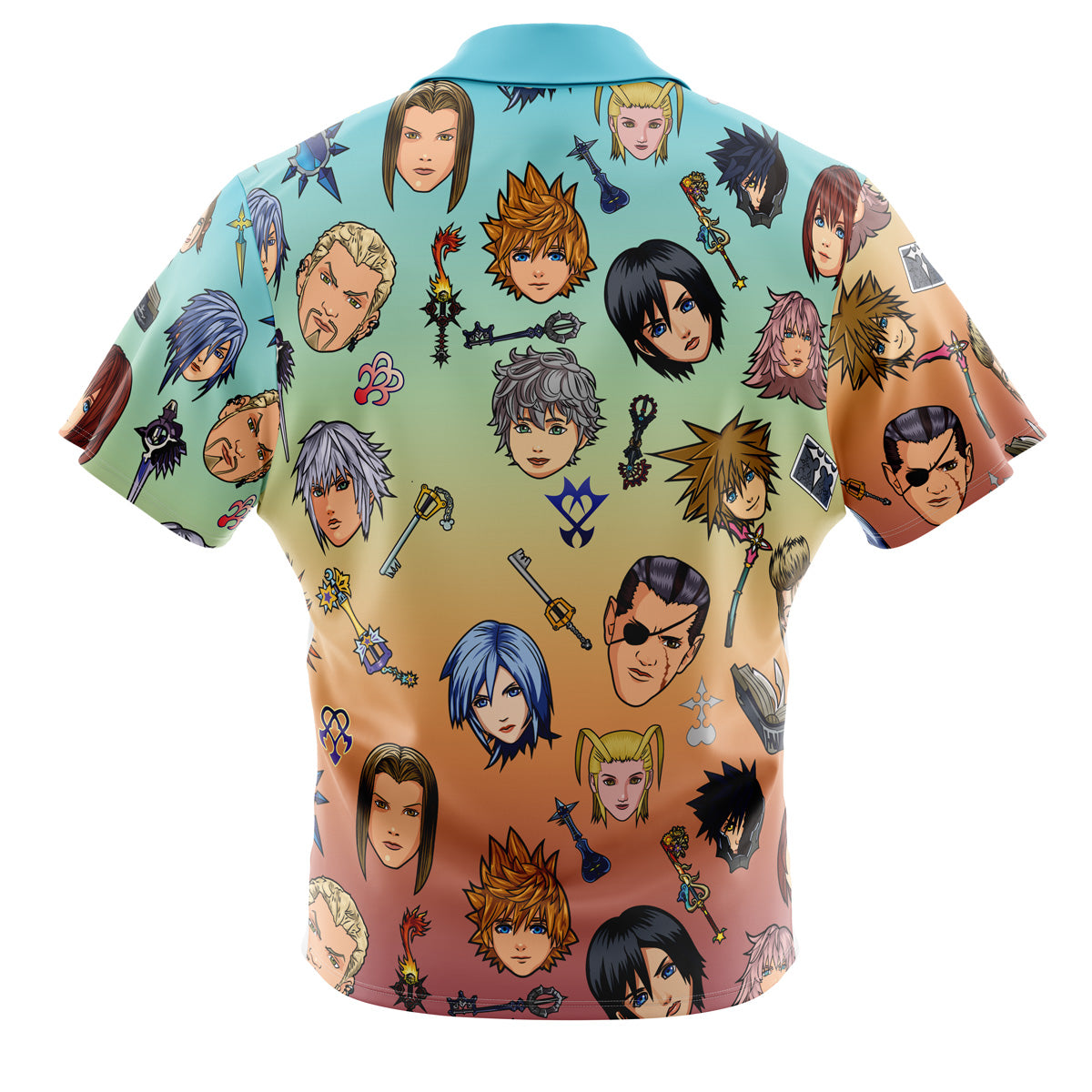 Kingdom Hearts Pattern Button Up Hawaiian Shirt
