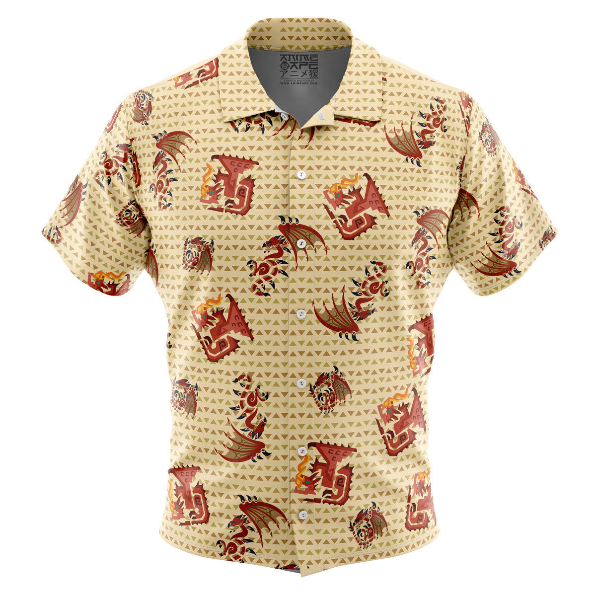 Rathalos Monster Hunter Pattern Button Up Hawaiian Shirt